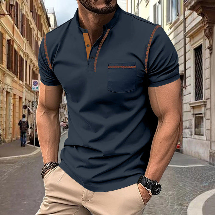 Herren shirt mit modernem Henley-Kragen und praktischen Brusttasche Drune
