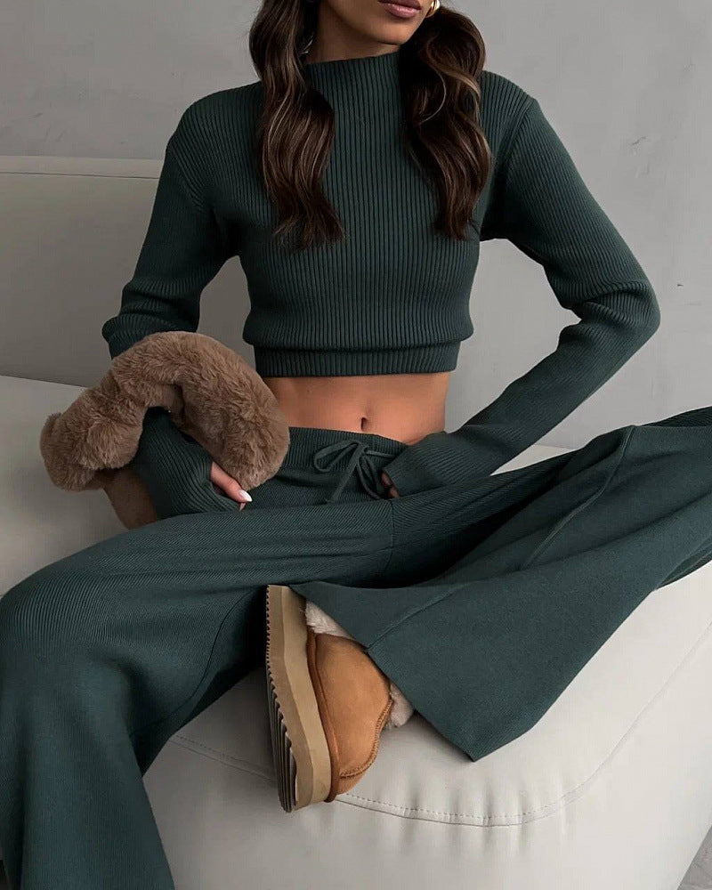 Damen elegantes und komfortables Strick-Loungewear-Set Drune