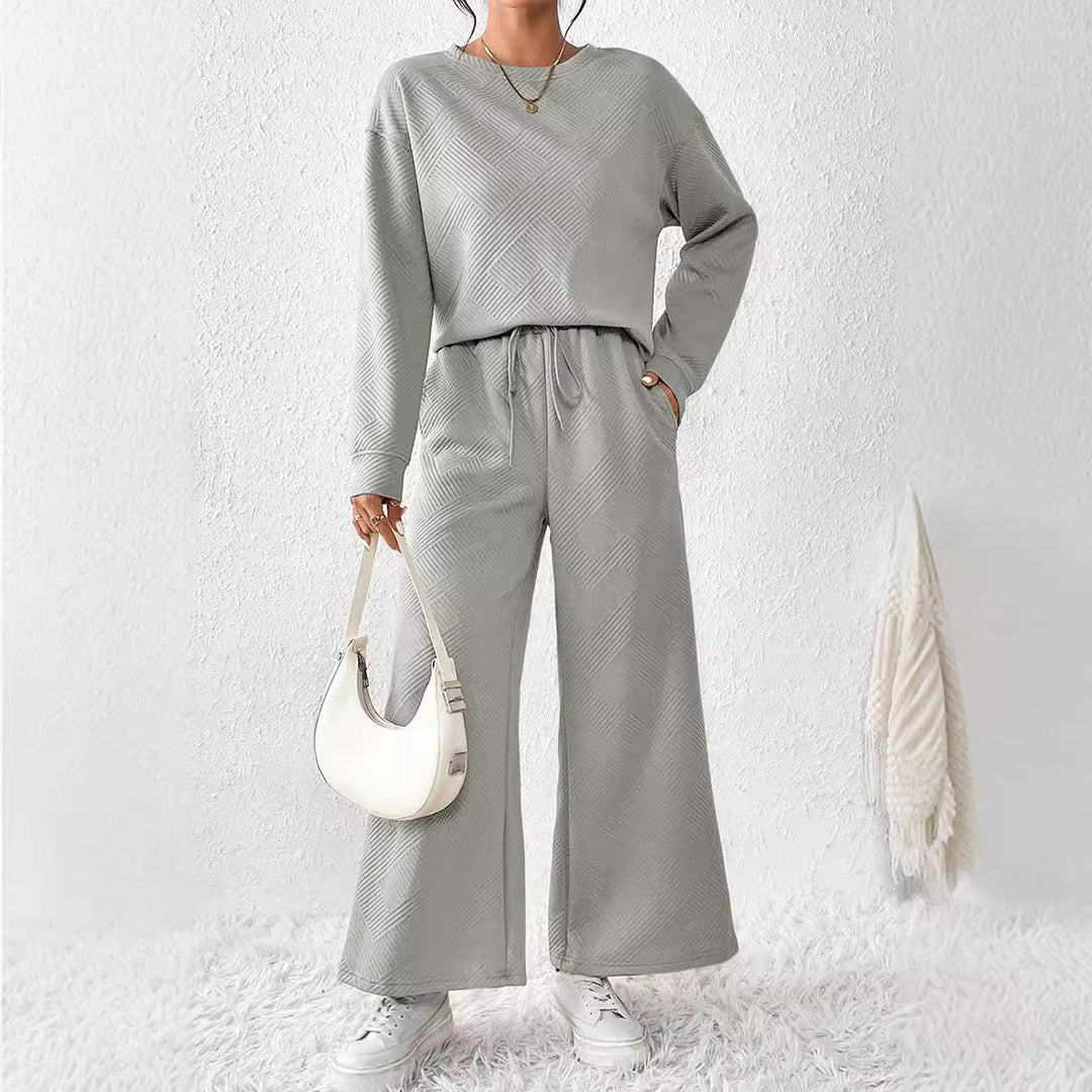 Damen gemütliches Lounge-Set mit strukturiertem Muster Drune