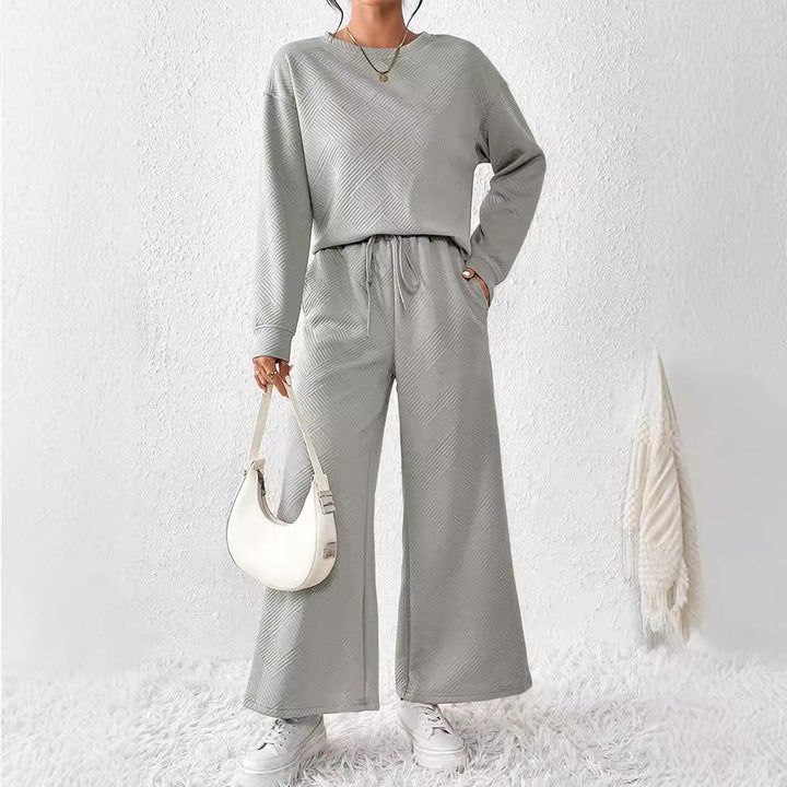 Damen gemütliches Lounge-Set mit strukturiertem Muster Drune