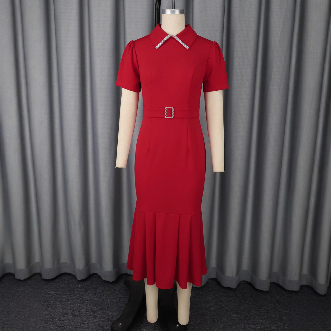 Damen figurbetontes Abendkleid mit Rüschen und eleganter Ausstattung Drune