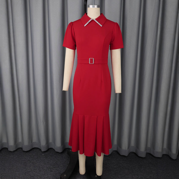 Damen figurbetontes Abendkleid mit Rüschen und eleganter Ausstattung Drune