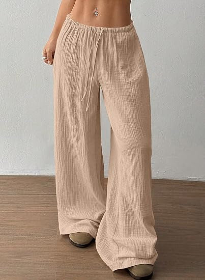 Damen weite, luftige Sommerhose mit Kordelzug Drune