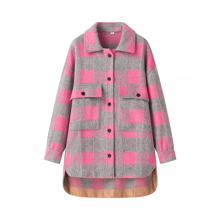 Damen Oversized Flanelljacke im Karomuster Drune