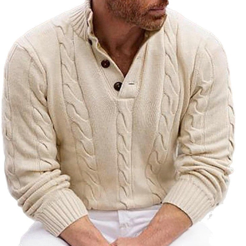 Herren Strickpullover mit modernem Zopfmuster und praktischem Hochauschnitt Drune