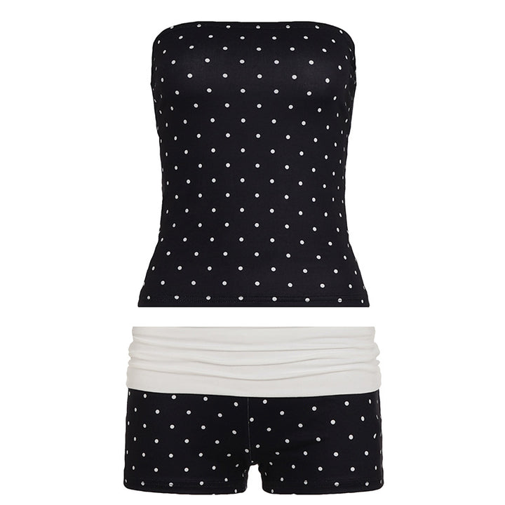 Damen Bikini-Set mit gepunktetem Design und elastischem Taillenausschnitt Drune