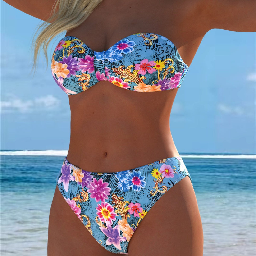 Damen Bikini-Set mit einem eleganten Bustier-Oberteil und hohem Beinausschnitt Drune
