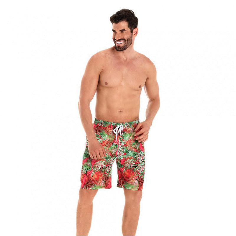 Herren Badeshorts mit tropischem Muster und verstellbarem Kordelzug Drune