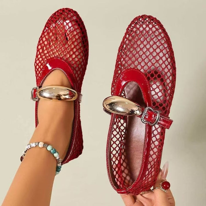 Damen stilvolle Netzschuhe mit modischem Riemen Drune
