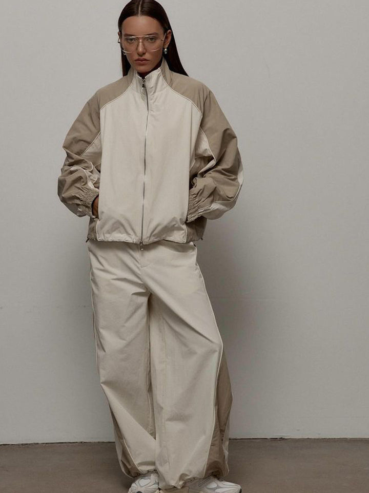 Damen nan sportive Oversize-Trackjacke mit hohem Stehkragen und Raglanärmeln Drune