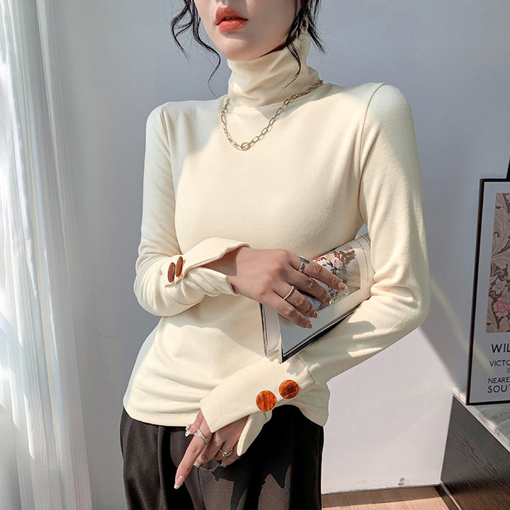 Damen Langarm-Turtleneck aus feinem Rippmaterial Drune