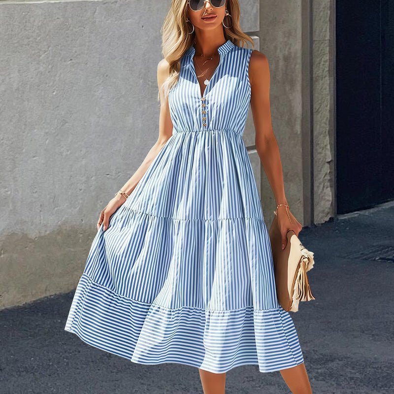 Damen Langarm Kleid im lässigen Streifen-Design und fließendem Schnitt Drune