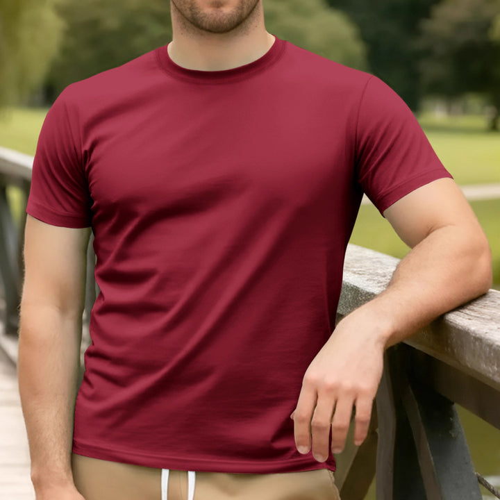 Herren nan Basic Kurzarm-T-Shirt aus hochwertigem Baumwollmix mit Rundhalsausschnitt, flachen Nähten und Regular Fit Drune