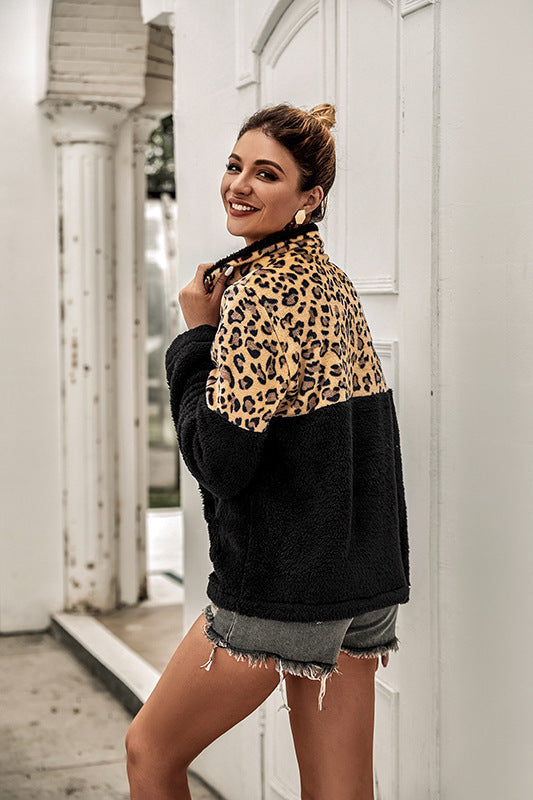 Damen Teddyjacke im trendigen Leo-Design und kuscheligem Material Drune