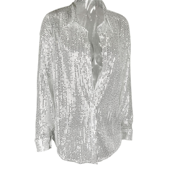 Damen Glänzende Bluse aus hochwertigem Sequin-Material Drune