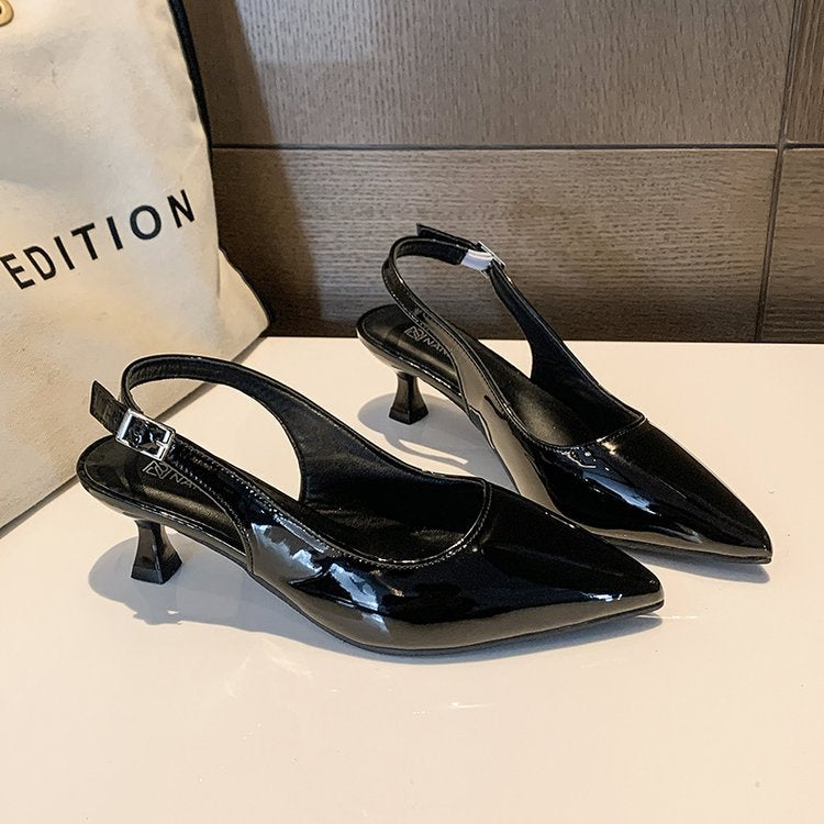 Damen Slingback-Pumps mit spitzer Kappe und glänzender Oberfläche Drune