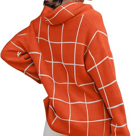 Damen Kariertes Hoodie mit Taschen und lässigem Schnitt Drune