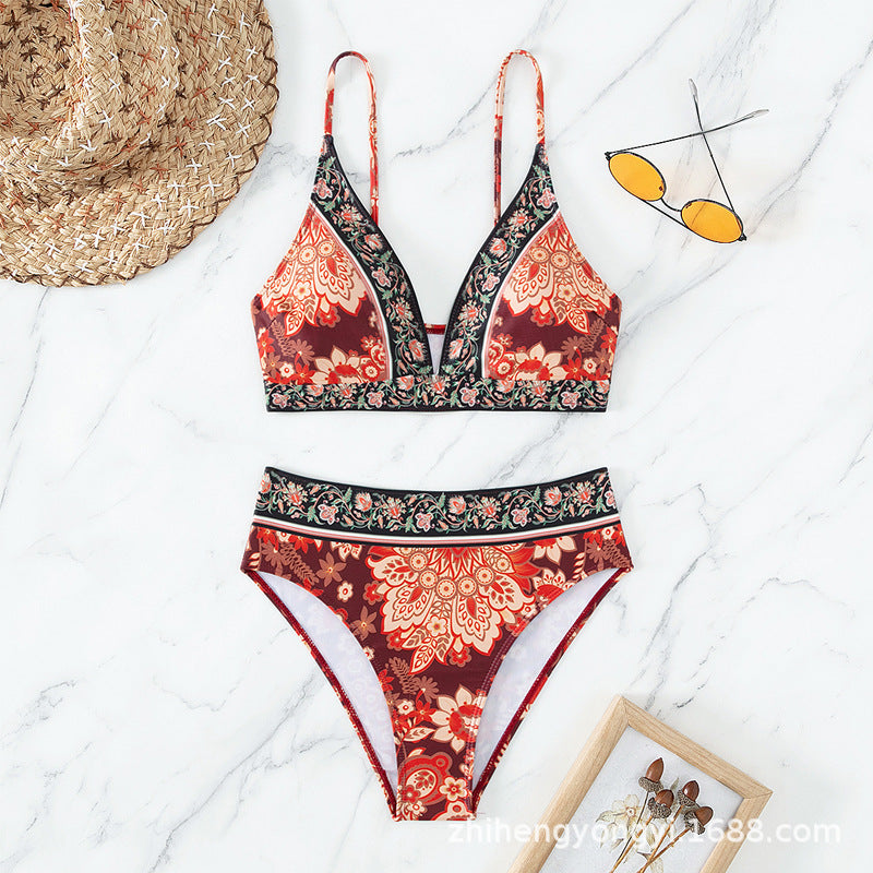Damen Triangle-Bikini mit floralem Design und modischen Details Drune