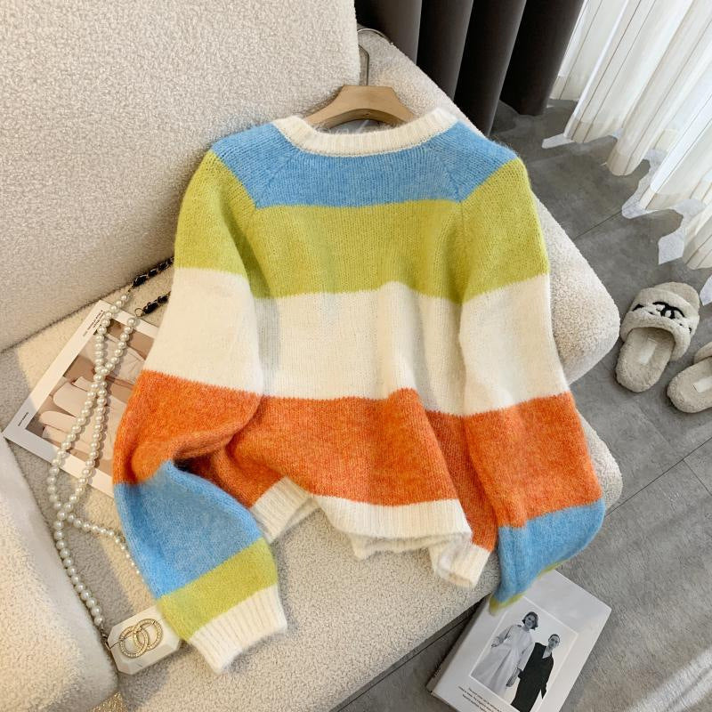 Damen Gemusterte Strickjacke mit bunten Knopfdetails und lässigem Schnitt Drune