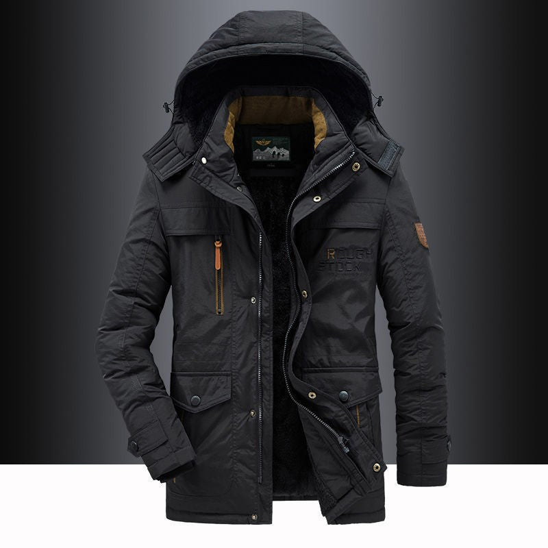 Herren nan isolierte Kapuzenparka mit Sherpa-Innenfutter, winddichter Front und Multifunktions-Taschen Drune