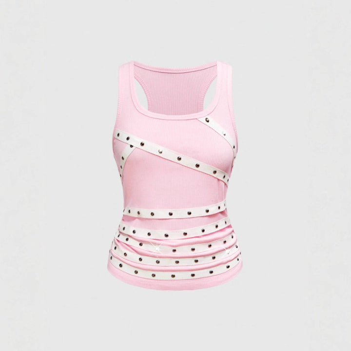 Damen Sportliches Top mit stylischen Nieten-Details Drune