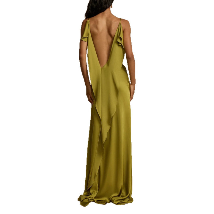 Damen Elegantes Maxikleid mit tiefem Ausschnitt und seitlichem Schlitz Drune
