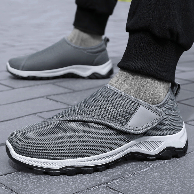 Herren nan atmungsaktiver Slip-On Mesh-Sneaker mit Klettverschluss, gepolsterter Komfortsohle und rutschfester Profilsohle Drune