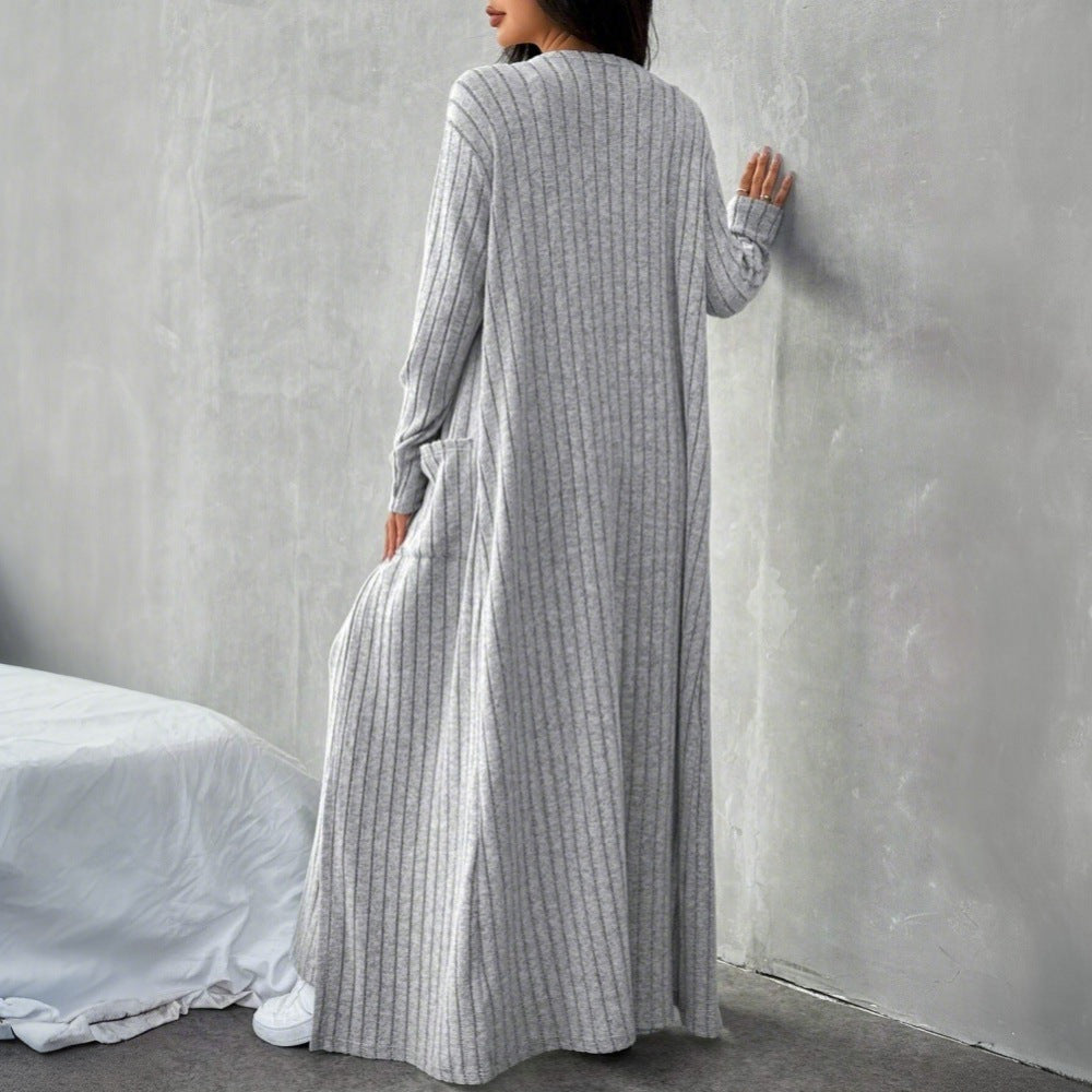 Damen Strick-Set mit langen Ärmeln und elegantem Wickeldesign Drune