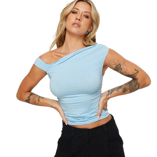 Damen asymmetrisches Oberteil mit schickem Wickeldesign Drune