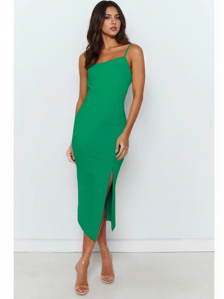 Damen ärmelloses Midi-Kleid mit elegantem Schlitz Drune