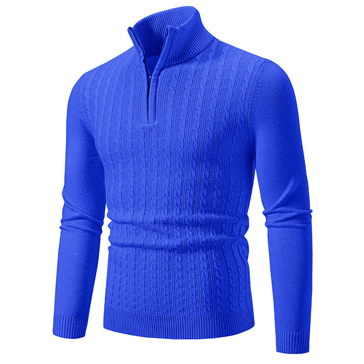 Herren eleganter Strickpullover mit hochabschließendem Reißverschluss Drune