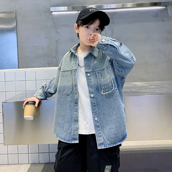 Jungen lässige Jeansjacke mit modischen Details Drune