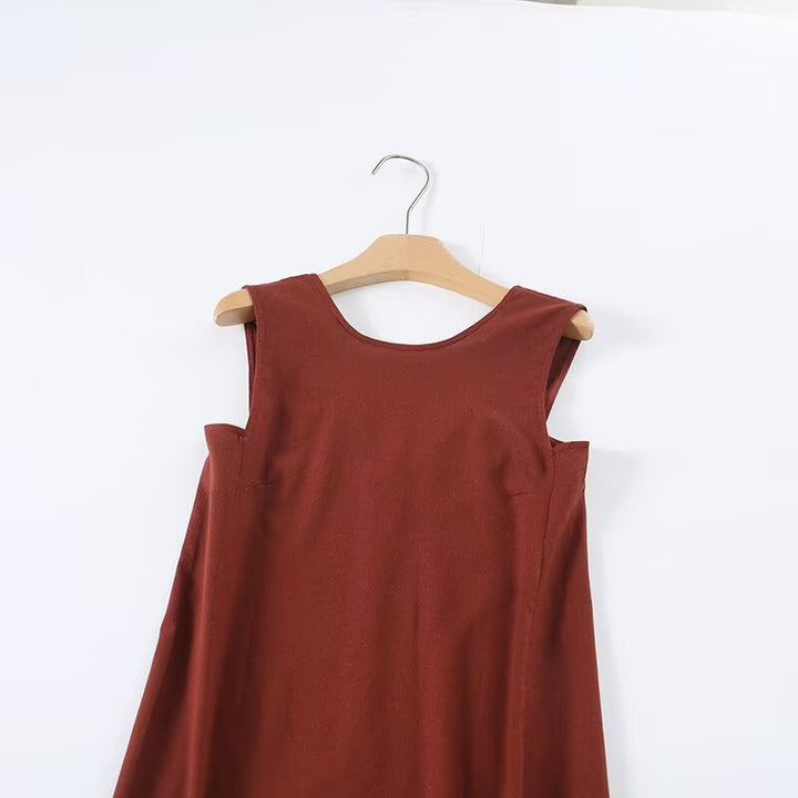 Damen Maxikleid mit elegantem V-Ausschnitt und fließendem Stoff Drune