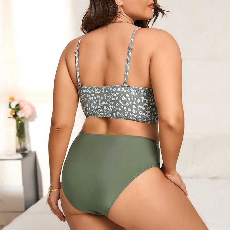 Damen Hochtailliertes Bikini-Set mit floralem Oberteil Drune