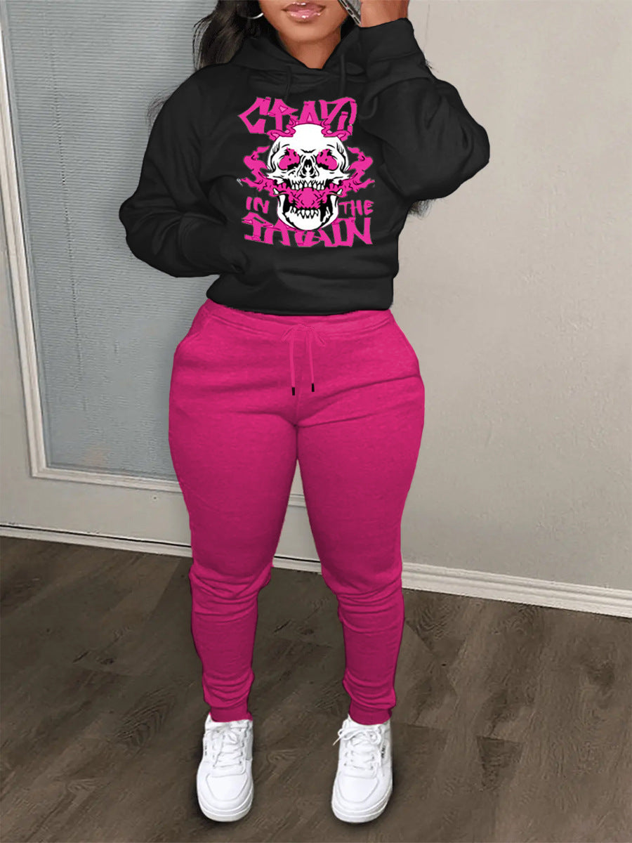 Damen Hoodie und Jogginghose Set mit auffälligem Grafikschema Drune