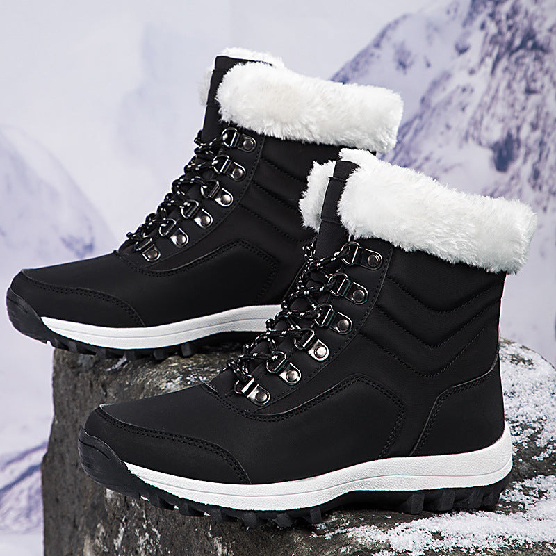Damen Winterstiefel mit weichem Kunstfellkragen und rutschfester Laufsohle Drune
