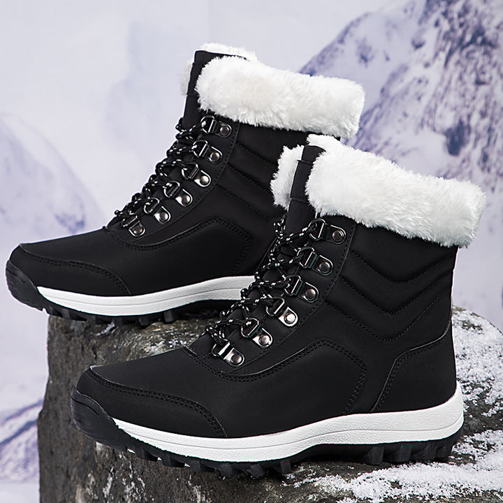 Damen Winterstiefel mit weichem Kunstfellkragen und rutschfester Laufsohle Drune