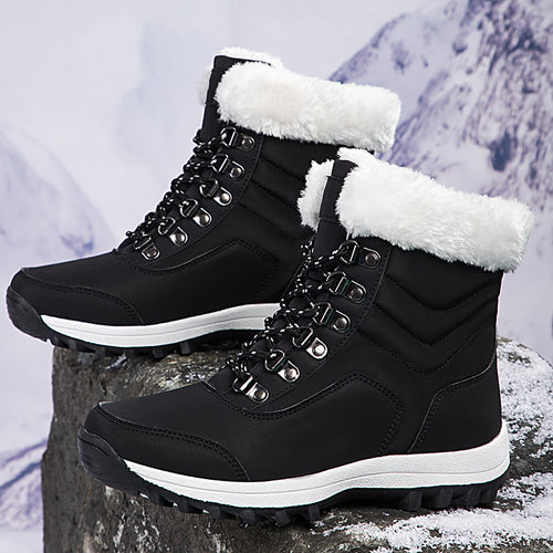 Damen Winterstiefel mit weichem Kunstfellkragen und rutschfester Laufsohle Drune