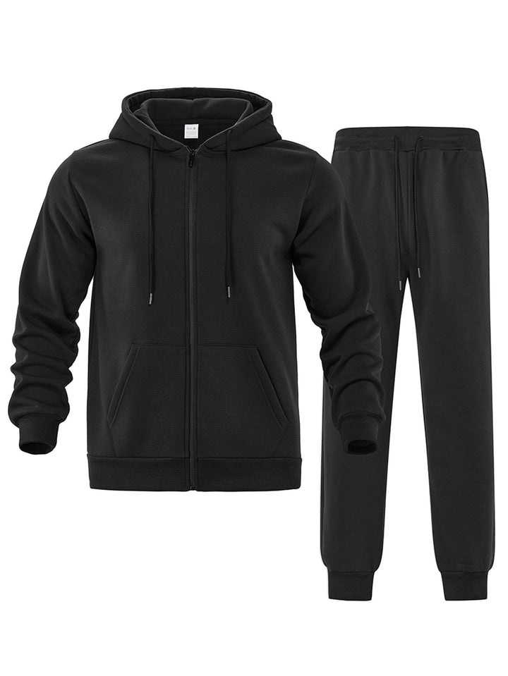 Herren nan zweiteiliges Jogginganzug-Set mit durchgehendem Reißverschluss Kapuzenjacke und taillierter Jogginghose Drune