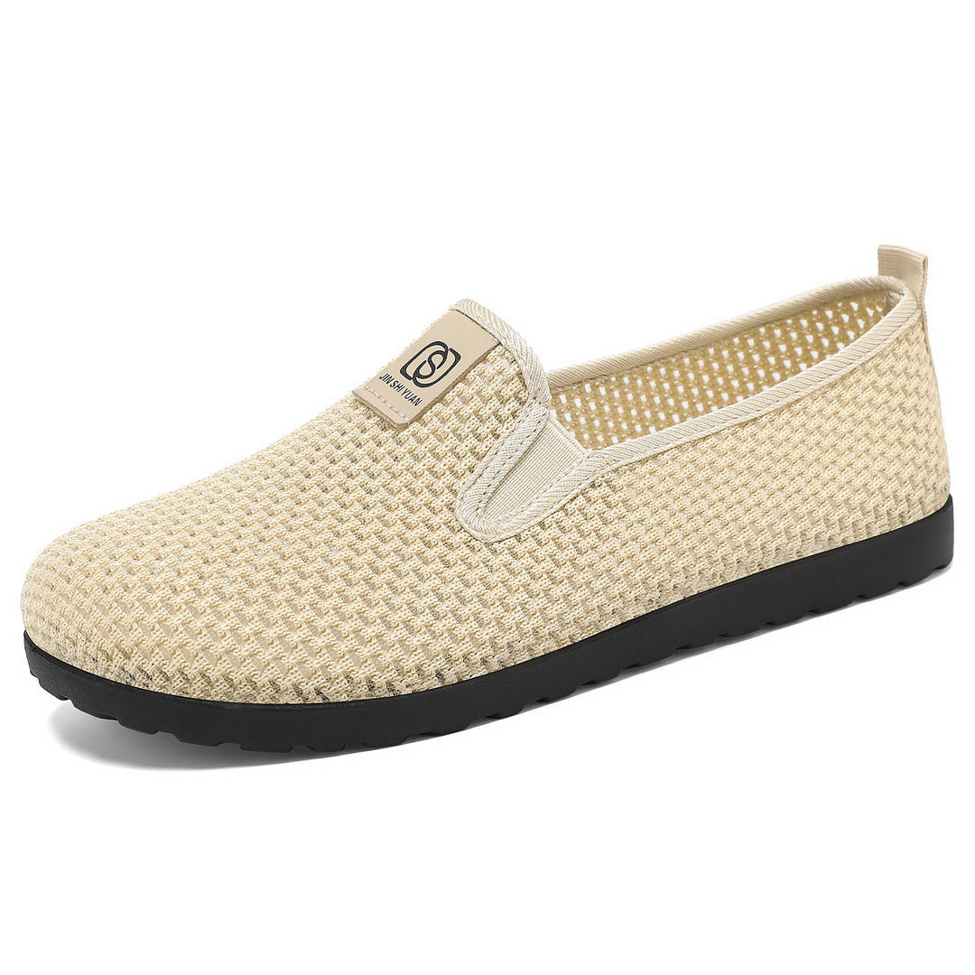 Damen nan atmungsaktiver gestrickter Slipper mit elastischem Einstieg und dämpfender EVA-Laufsohle Drune