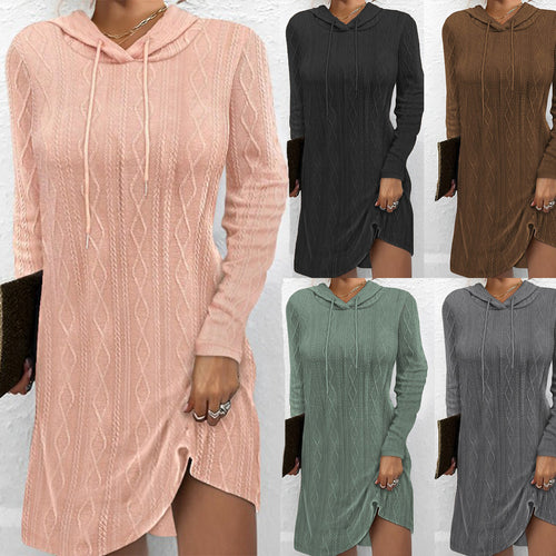 Damen Hoodie-Kleid mit Struktur und seitlichem Schlitz Drune