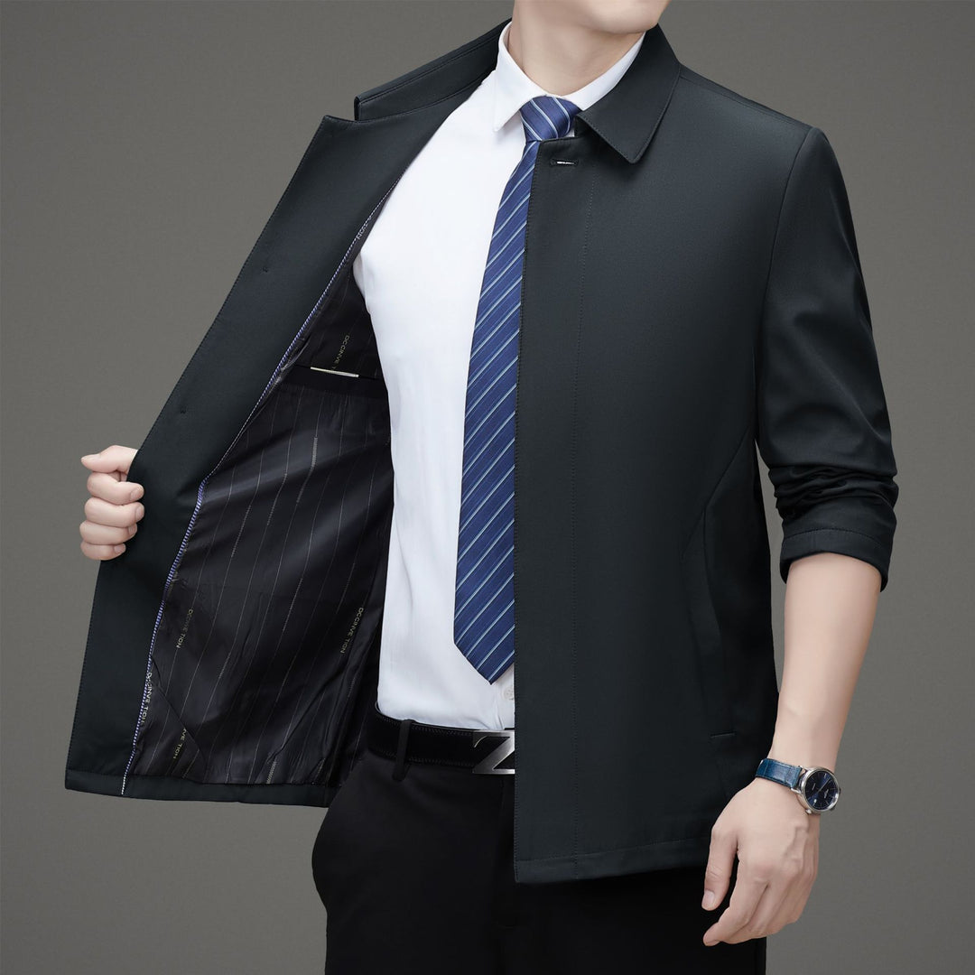 Herren Sportliche Übergangsjacke mit innovativem Stehkragen und funktionalen Reißverschlusstaschen Drune