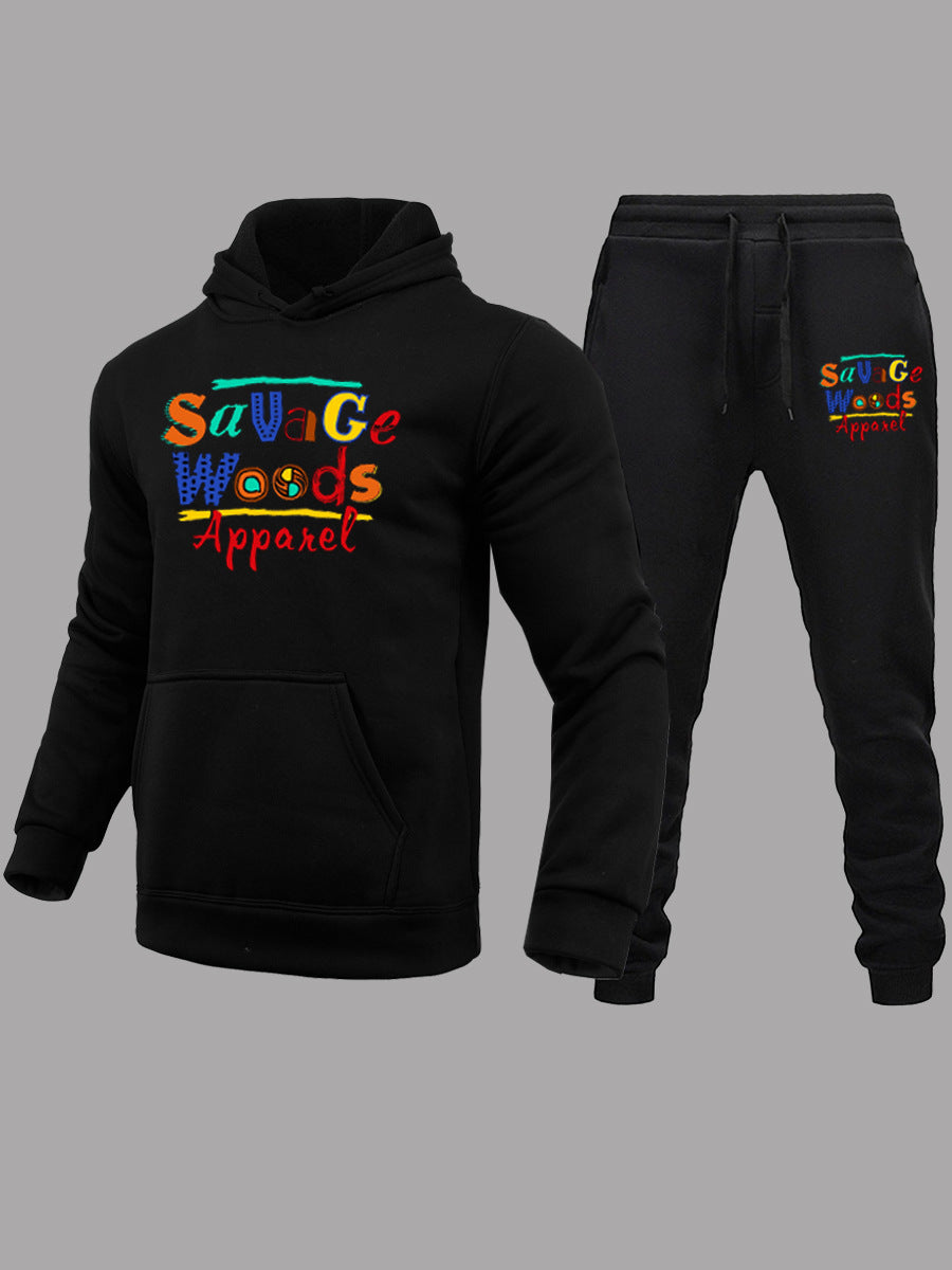 Damen sportliches Hoodie- und Jogginghose-Set mit buntem Schriftzug Drune