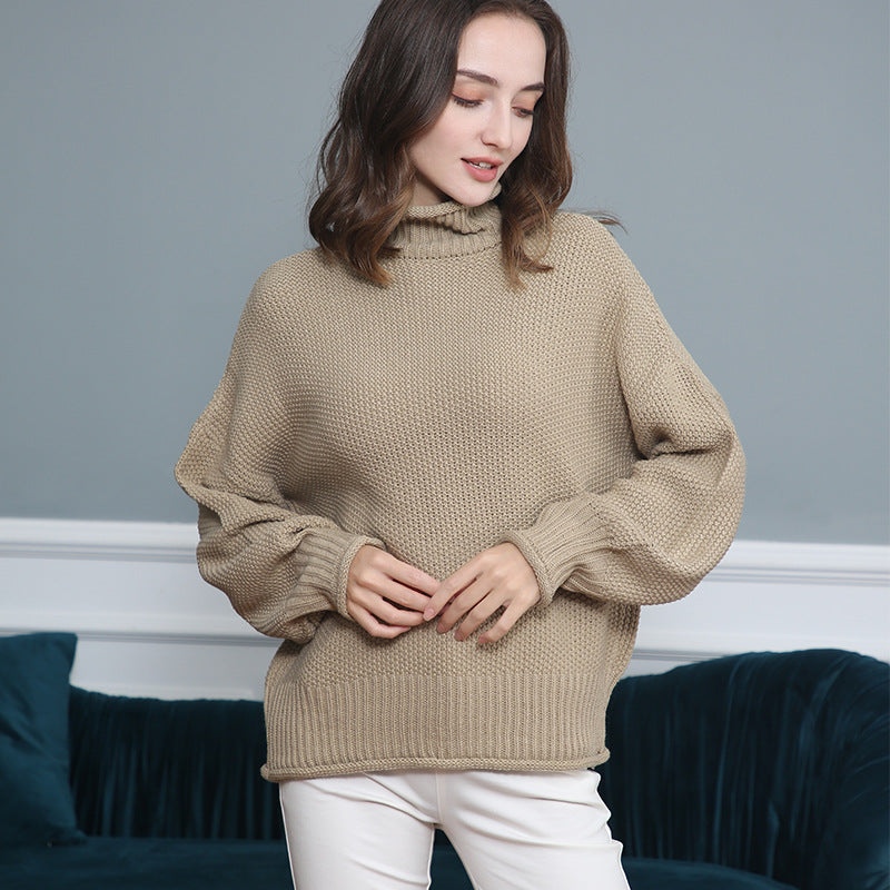Damen Grobstrickpullover mit Rollkragen und luftiger Schnittgestaltung Drune