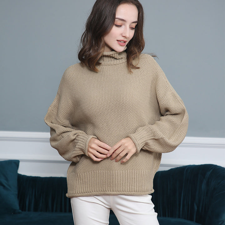 Damen Grobstrickpullover mit Rollkragen und luftiger Schnittgestaltung Drune
