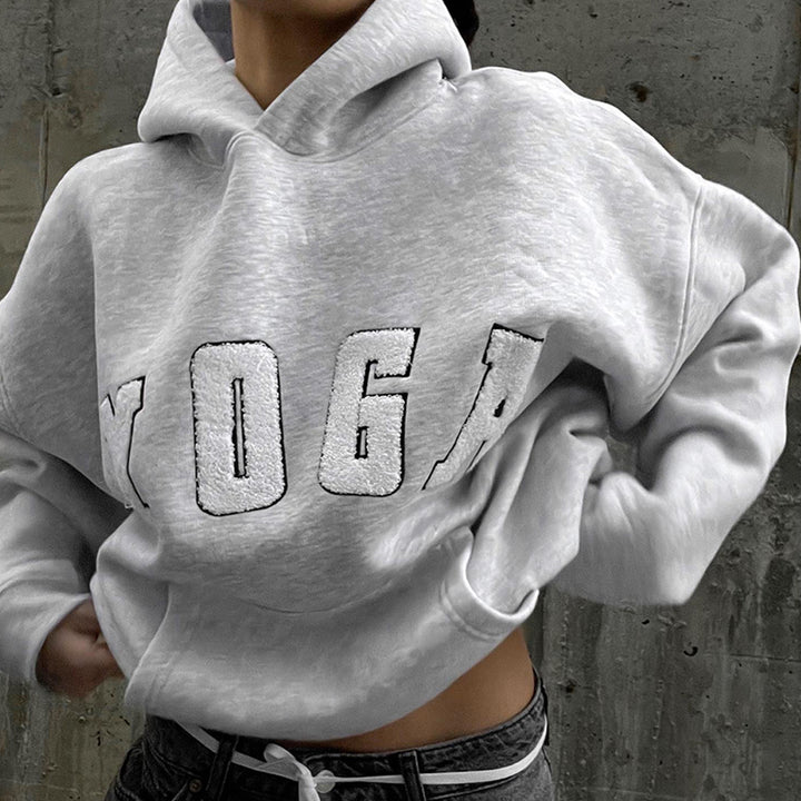 Damen Sportlicher Hoodie mit kreativem YOGA-Print Drune