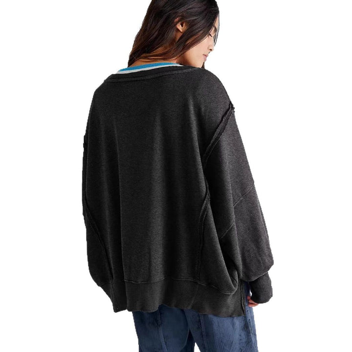 Damen Oversized Sweatshirt mit lässigen Puffärmeln Drune