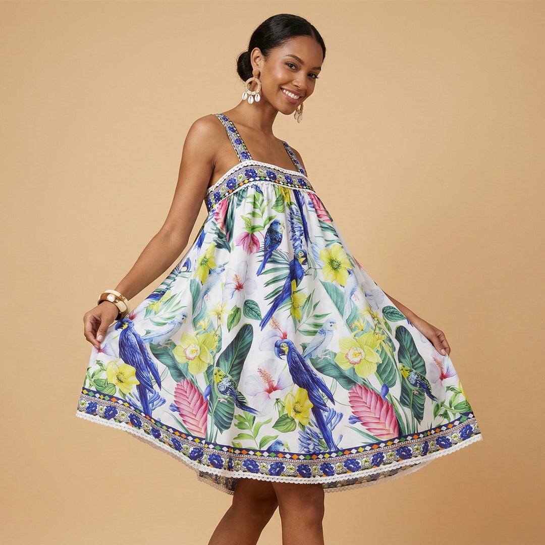 Damen luftiges Sommerkleid mit floralem Muster Drune