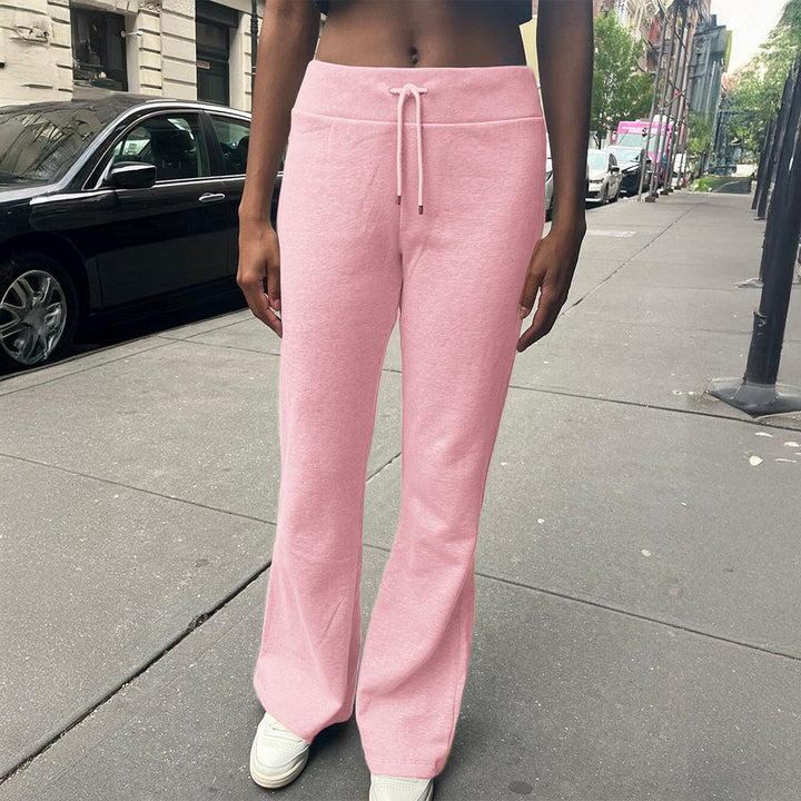 Damen nan Hochbund Loungehose mit Kordelzug, ausgestelltem Bein und weichem Sweatmaterial Drune