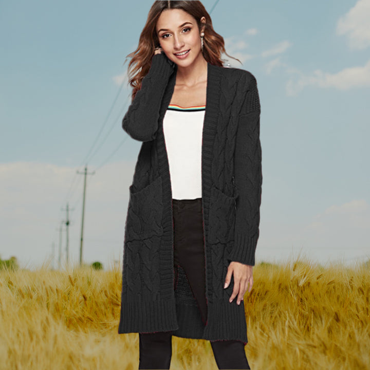 Damen Strickjacke mit langen Ärmeln und gezopften Details Drune
